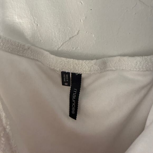 Maurices White Lace Cami Tank Top M Floral‎ Lined Y2K Coquette Layering Stretchy - Picture 5 of 9